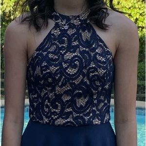 Navy and Cream Formal Dress